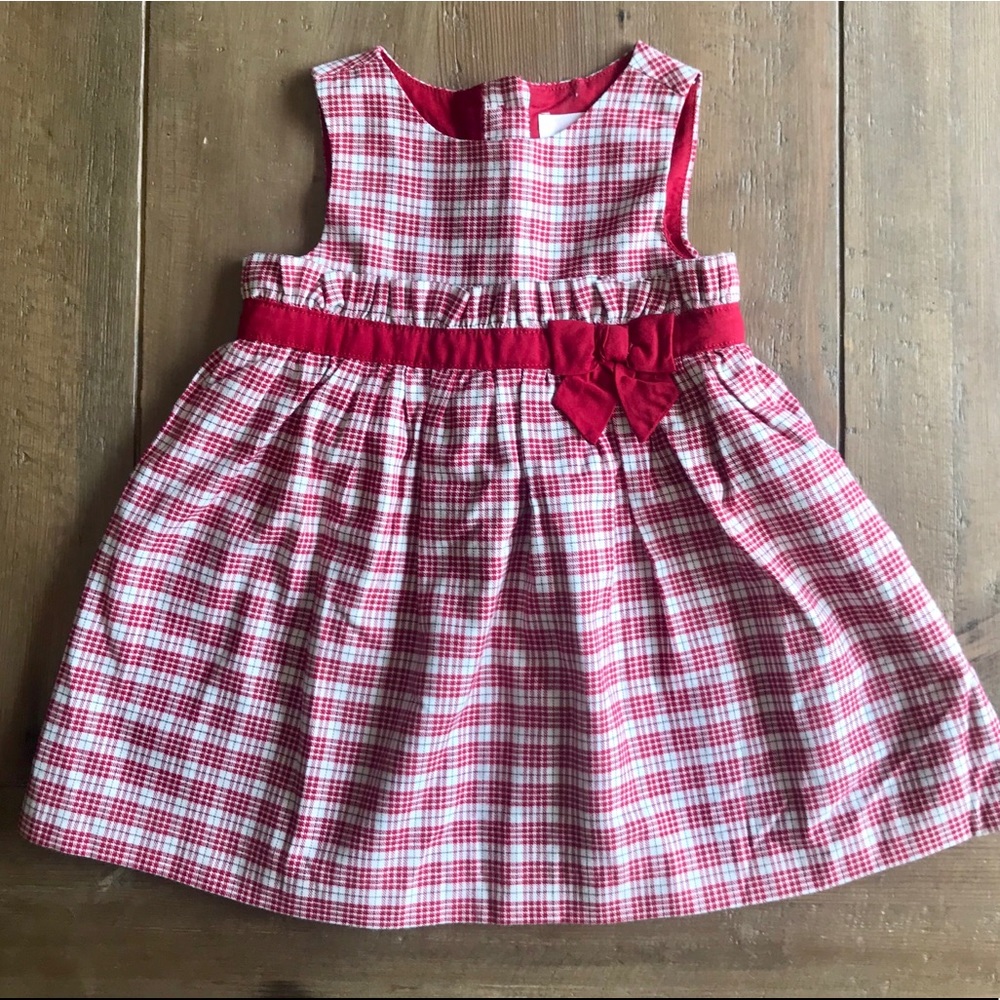 Janie and Jack red plaid holiday dress 3-6months